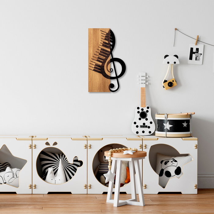 Wallity Musical 1 Escultura de pared de Madera y Metal Nogal y Negro